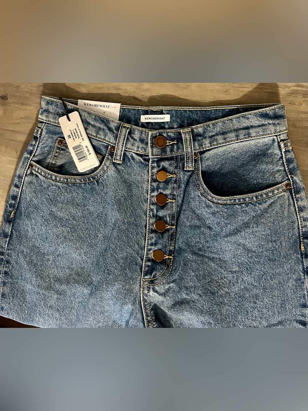 NWT WeWoreWhat The Danielle High Rise Vintage Straight Jeans Size 26 Button Fly - Picture 3 of 7